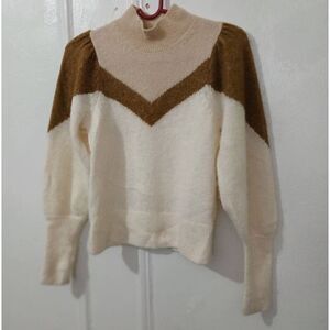 and other stories womens small cream beige tan wool  puffer sleeve sweater